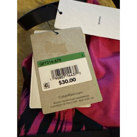 Calvin Klein Women's 1996 Unlined Bralette, Palace Pink Tiger Print, Size L, NWT - Picture 4 of 4